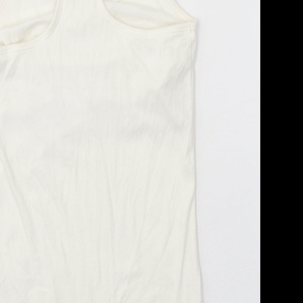 Gap Womens White Cotton Basic Tank Size M Round Neck