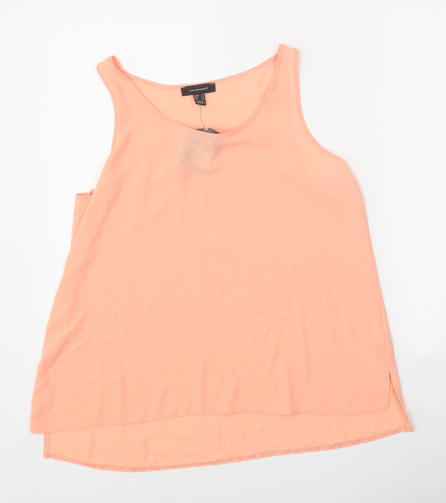 Atmosphere Womens Orange Polyester Basic Tank Size 14 Round Neck