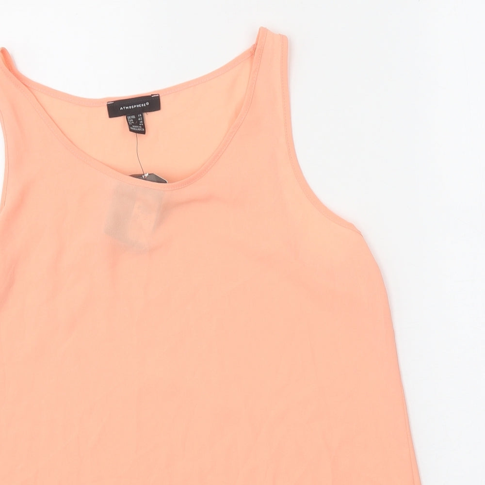 Atmosphere Womens Orange Polyester Basic Tank Size 14 Round Neck