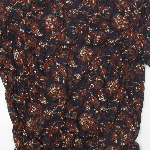 Rena Rowan Womens Multicoloured Geometric Polyester Basic Blouse Size 6 Round Neck