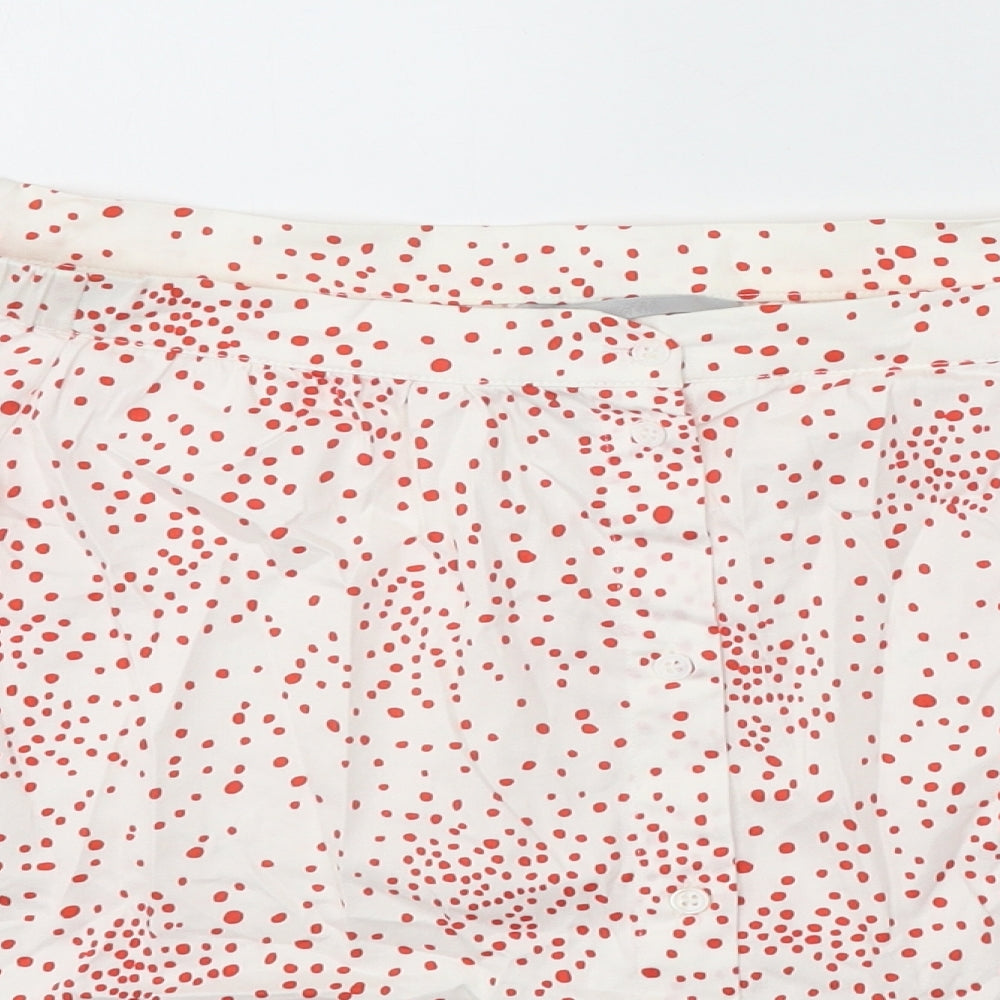 H&M Womens White Polka Dot Cotton Basic Blouse Size 12 Off the Shoulder