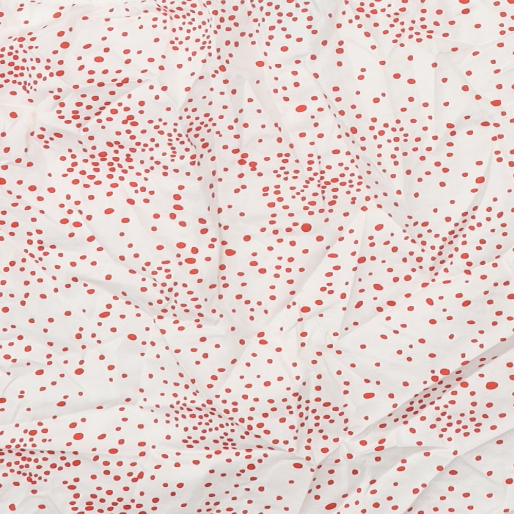 H&M Womens White Polka Dot Cotton Basic Blouse Size 12 Off the Shoulder