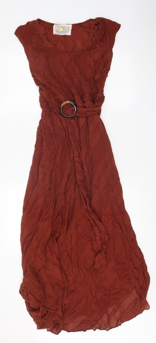 Anthropologie Womens Orange Rayon A-Line Size 12 Scoop Neck Zip