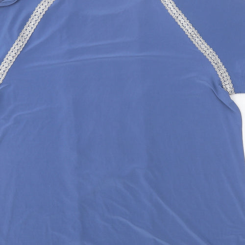 Klass Womens Blue Geometric Polyester Basic Blouse Size L Round Neck