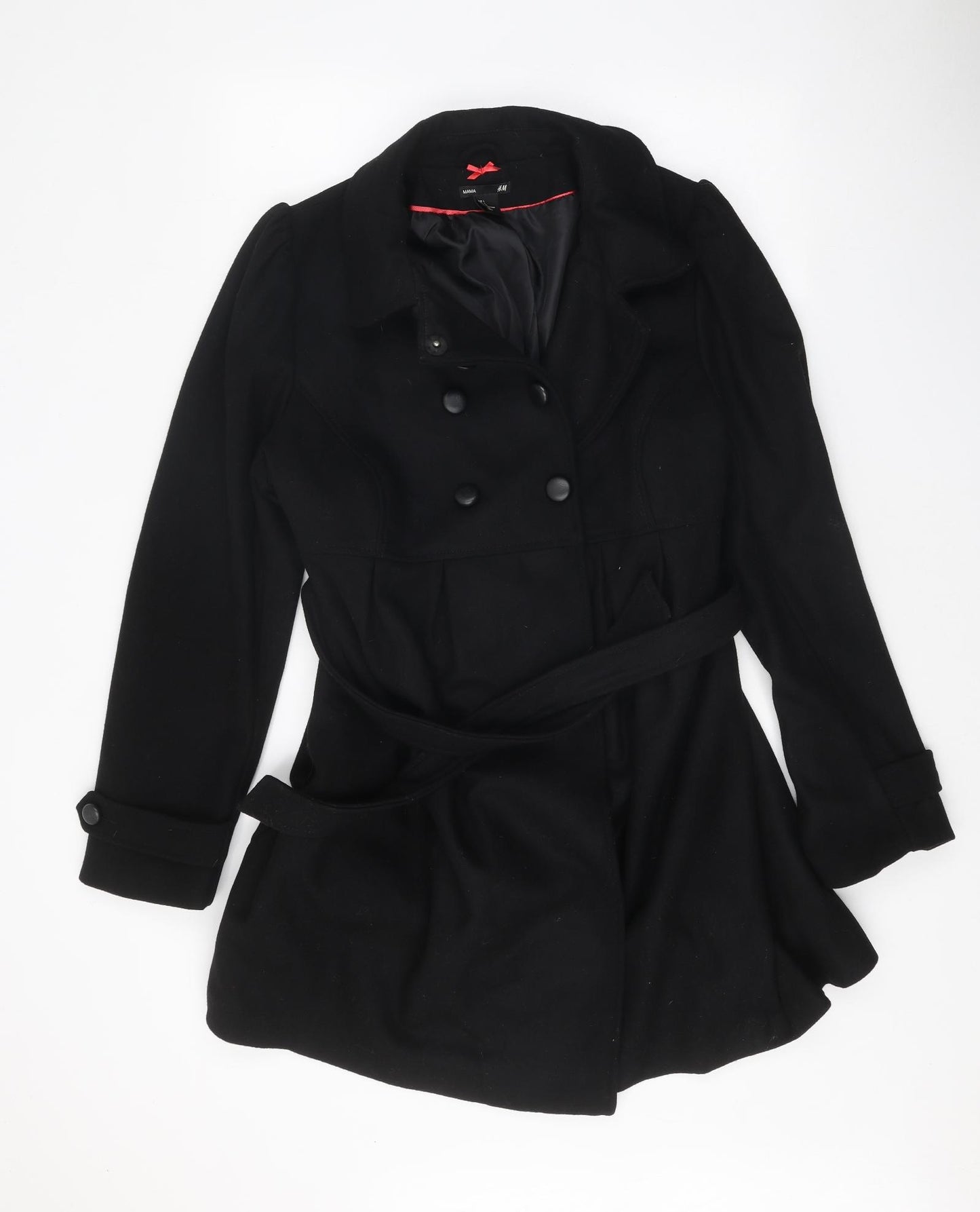 H&M Womens Black Trench Coat Coat Size L Snap