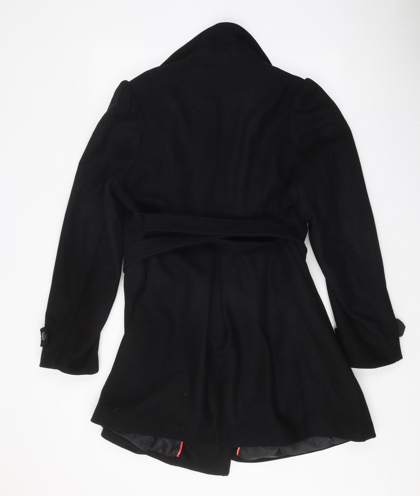 H&M Womens Black Trench Coat Coat Size L Snap
