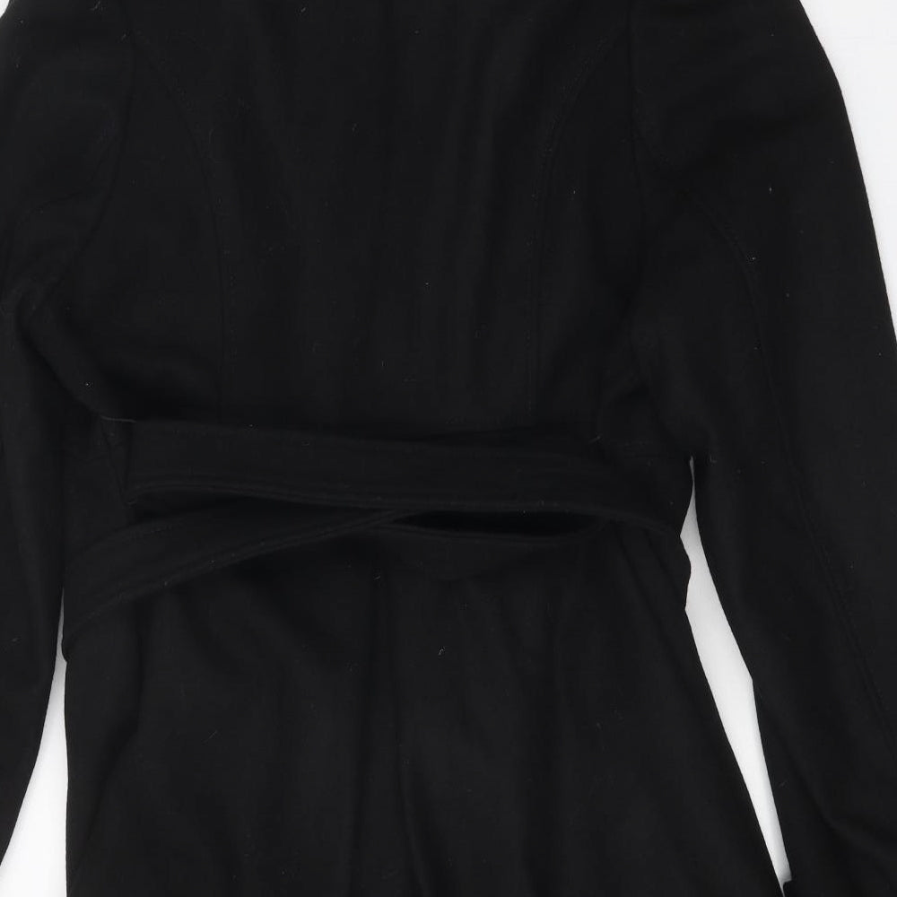 H&M Womens Black Trench Coat Coat Size L Snap