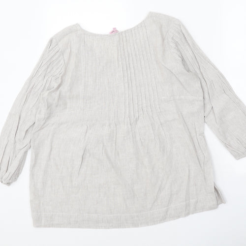 Phase Eight Womens Grey Cotton Basic Blouse Size 12 Scoop Neck