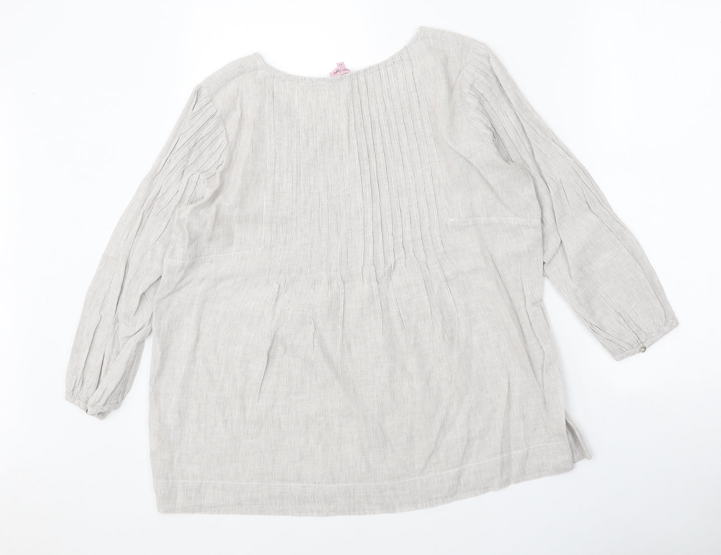 Phase Eight Womens Grey Cotton Basic Blouse Size 12 Scoop Neck