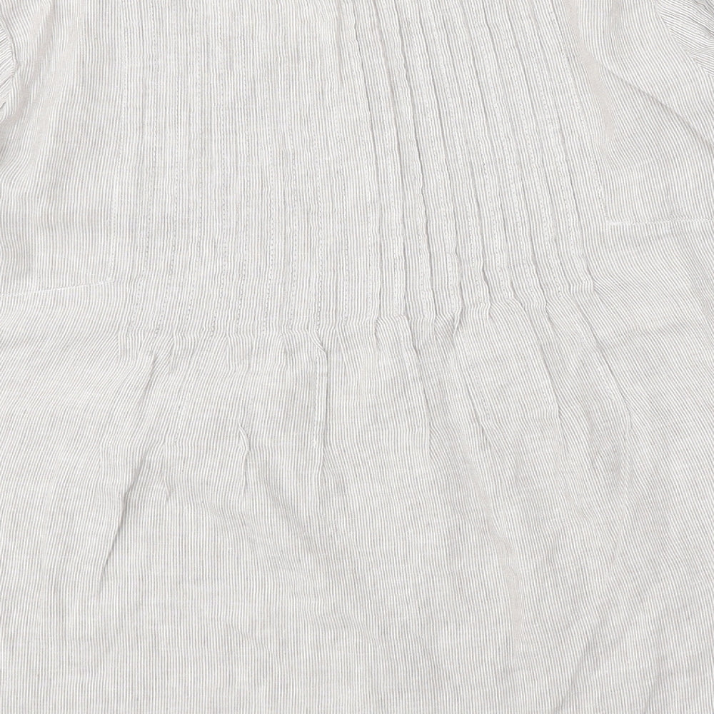 Phase Eight Womens Grey Cotton Basic Blouse Size 12 Scoop Neck