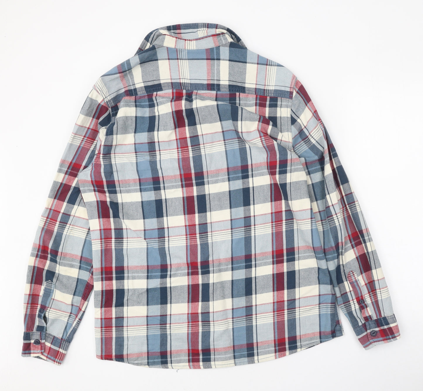 George Mens Multicoloured Plaid Cotton Button-Up Size L Collared Button