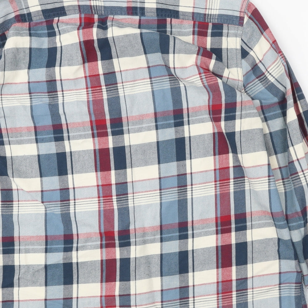 George Mens Multicoloured Plaid Cotton Button-Up Size L Collared Button