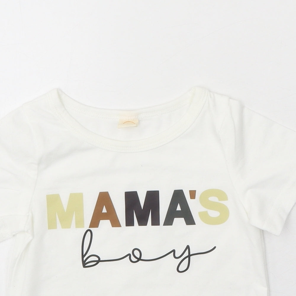 Preworn Boys White Polyester Basic T-Shirt Size 12 Months Round Neck Pullover - Mama's Boy