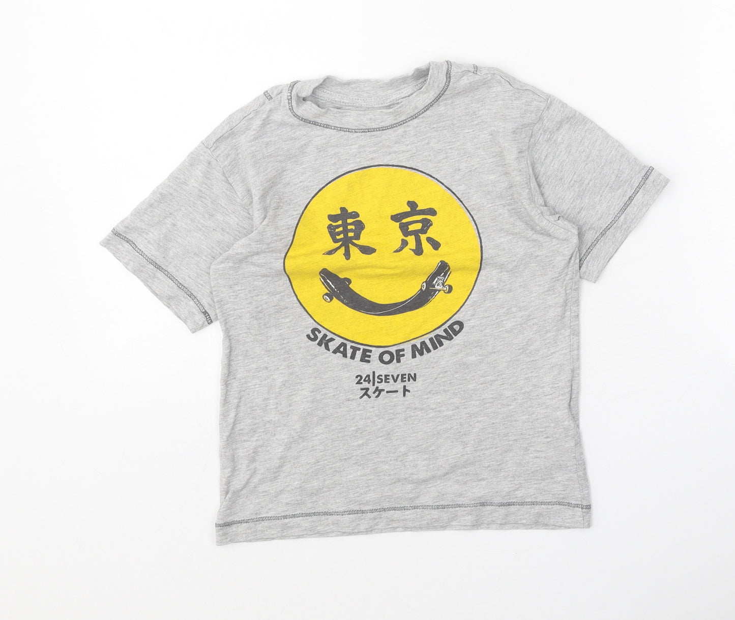 NEXT Boys Grey Cotton Basic T-Shirt Size 3 Years Round Neck Pullover - Skate of Mind