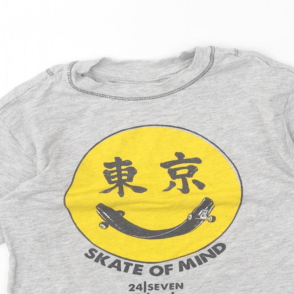 NEXT Boys Grey Cotton Basic T-Shirt Size 3 Years Round Neck Pullover - Skate of Mind