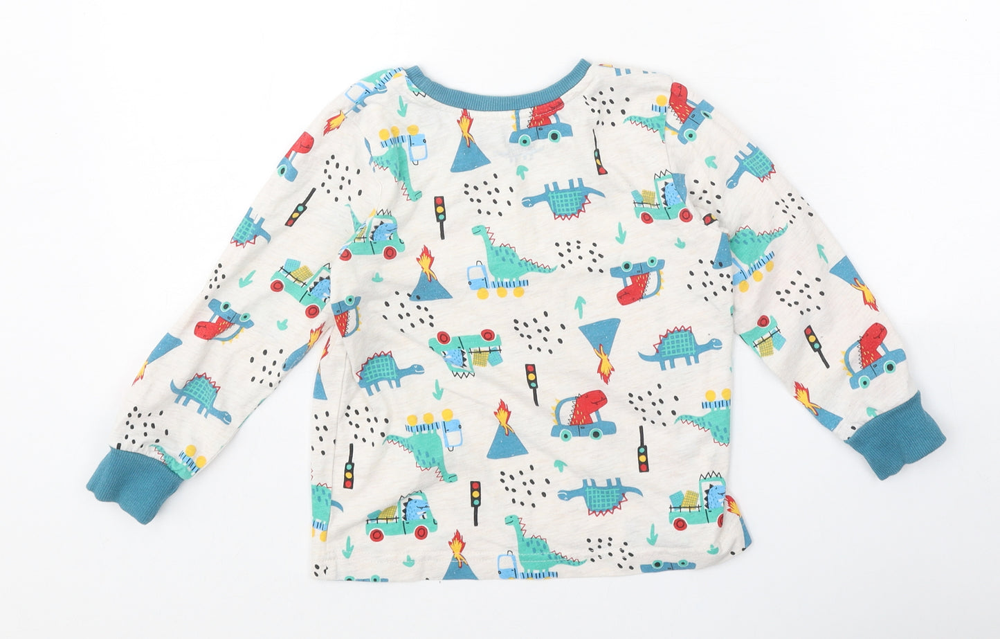 Matalan Boys Multicoloured Geometric Cotton Basic T-Shirt Size 3-4 Years Round Neck Pullover - Dinosaur