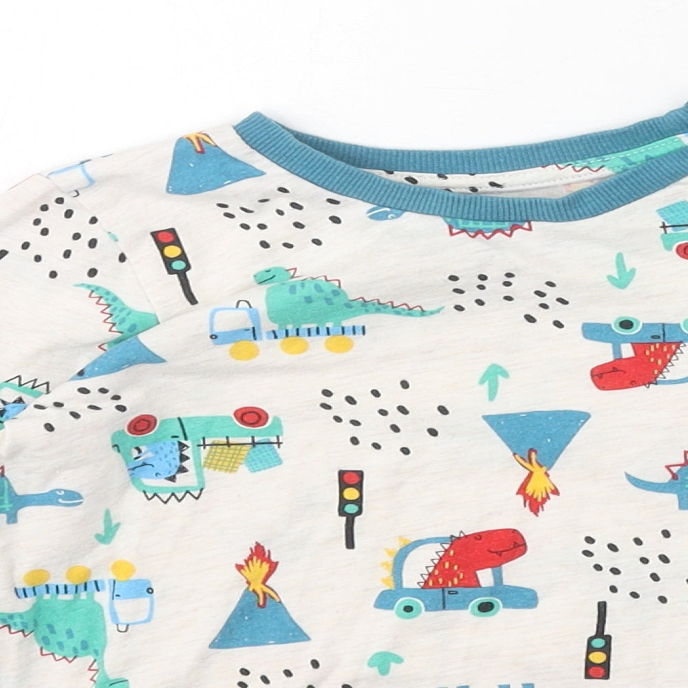 Matalan Boys Multicoloured Geometric Cotton Basic T-Shirt Size 3-4 Years Round Neck Pullover - Dinosaur
