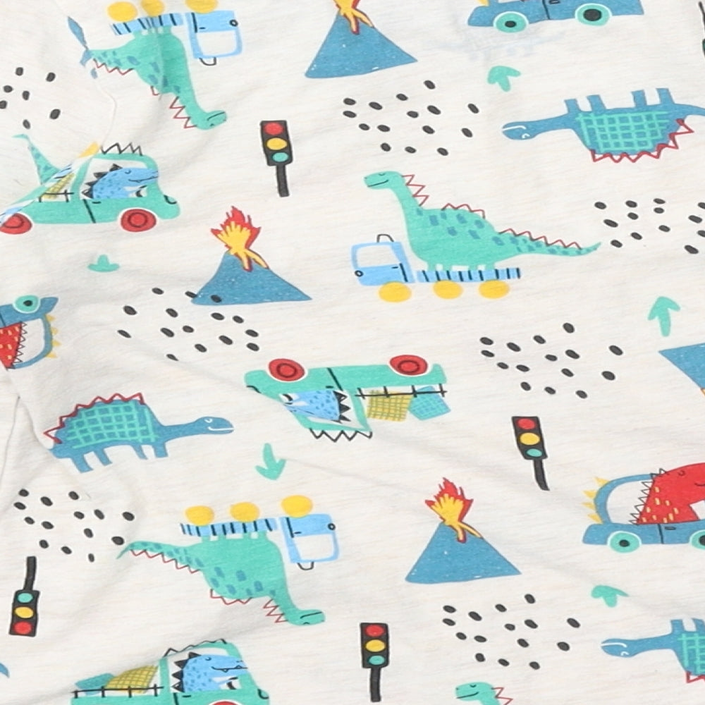 Matalan Boys Multicoloured Geometric Cotton Basic T-Shirt Size 3-4 Years Round Neck Pullover - Dinosaur