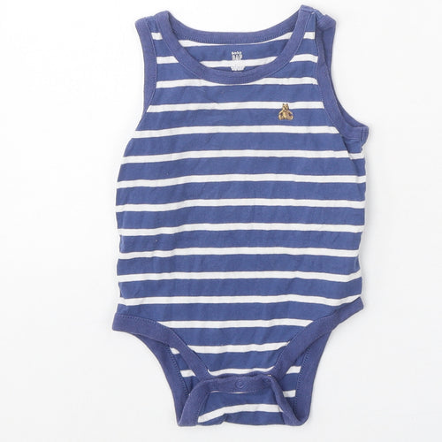 Gap Blue Striped 100% Cotton Unitard One-Piece Size 6-9 Months Snap