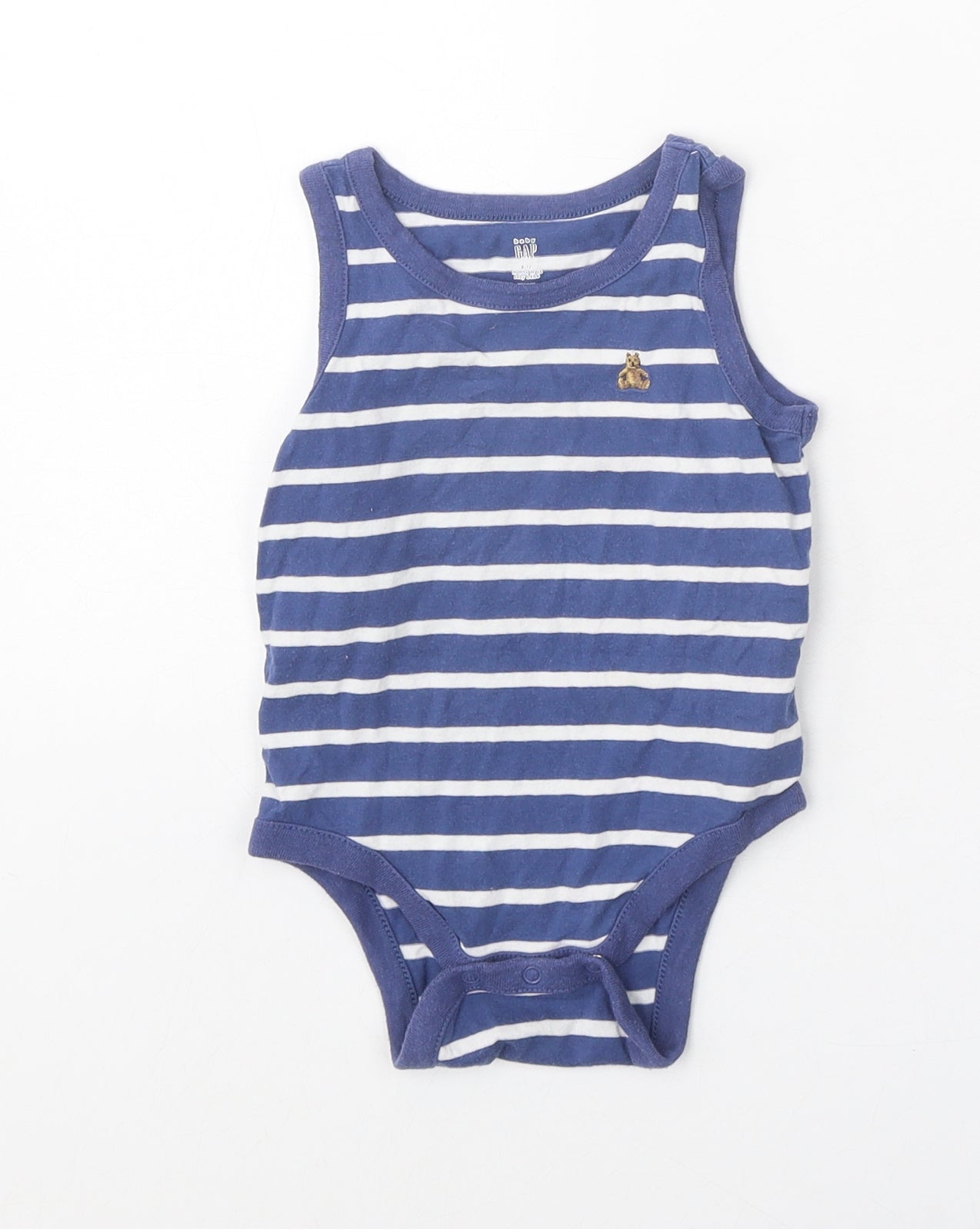 Gap Blue Striped 100% Cotton Unitard One-Piece Size 6-9 Months Snap