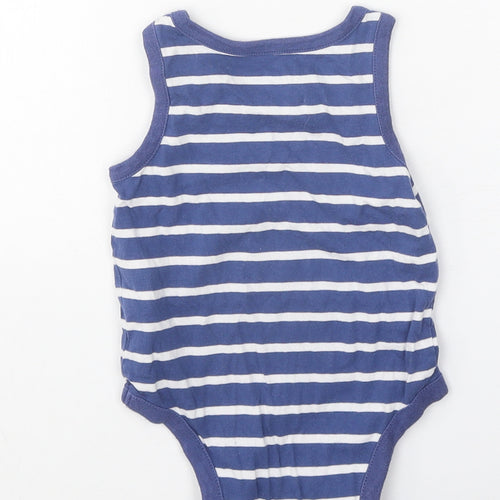 Gap Blue Striped 100% Cotton Unitard One-Piece Size 6-9 Months Snap