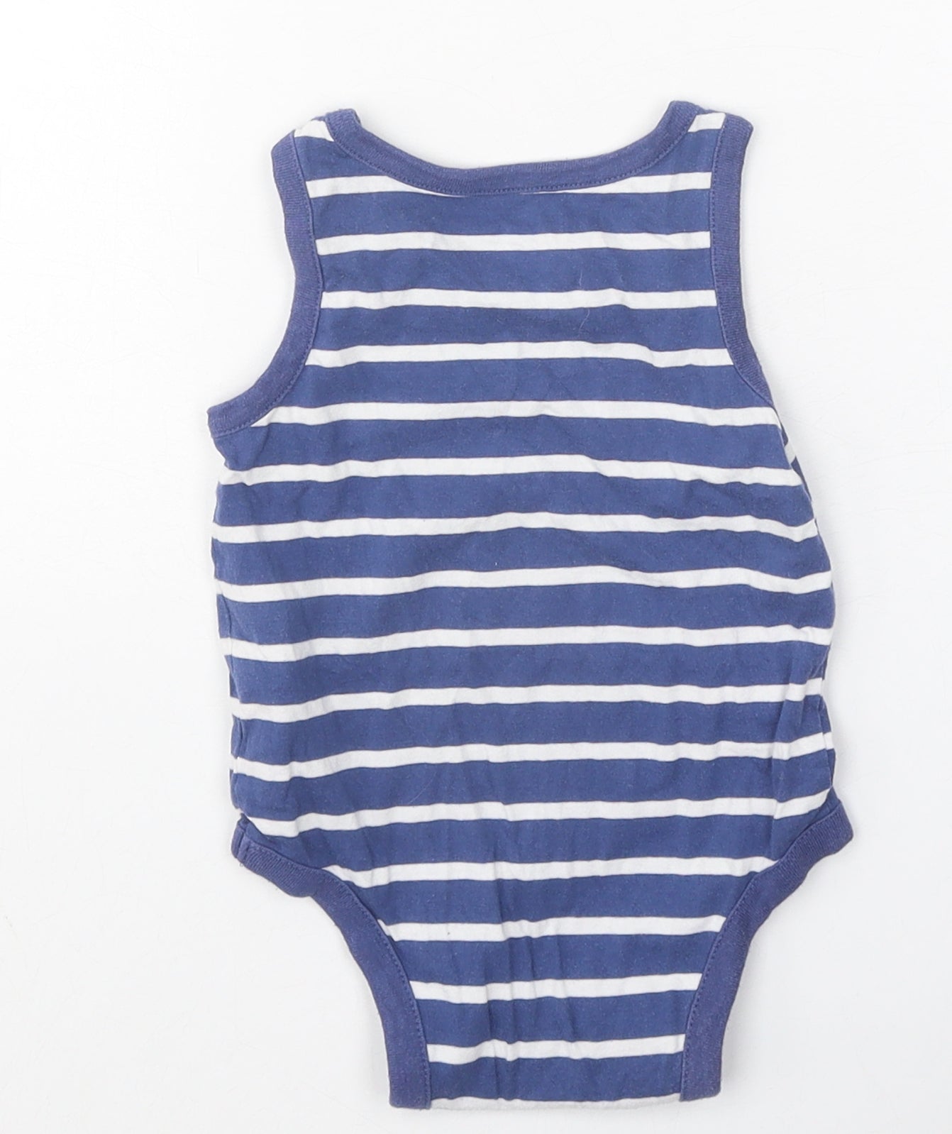 Gap Blue Striped 100% Cotton Unitard One-Piece Size 6-9 Months Snap