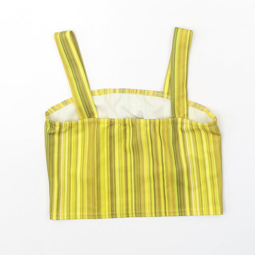I-X London Womens Yellow Striped Polyester Cropped Tank Size 10 Square Neck