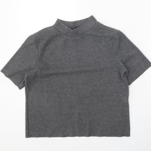 Zara Womens Grey Mock Neck Polyester Pullover Jumper Size M
