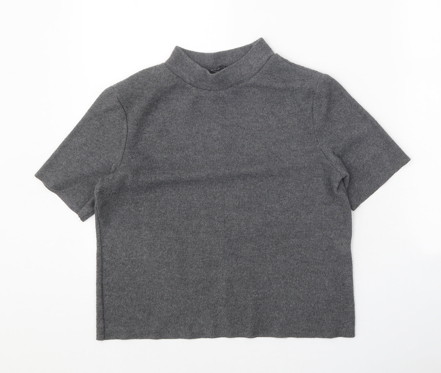 Zara Womens Grey Mock Neck Polyester Pullover Jumper Size M