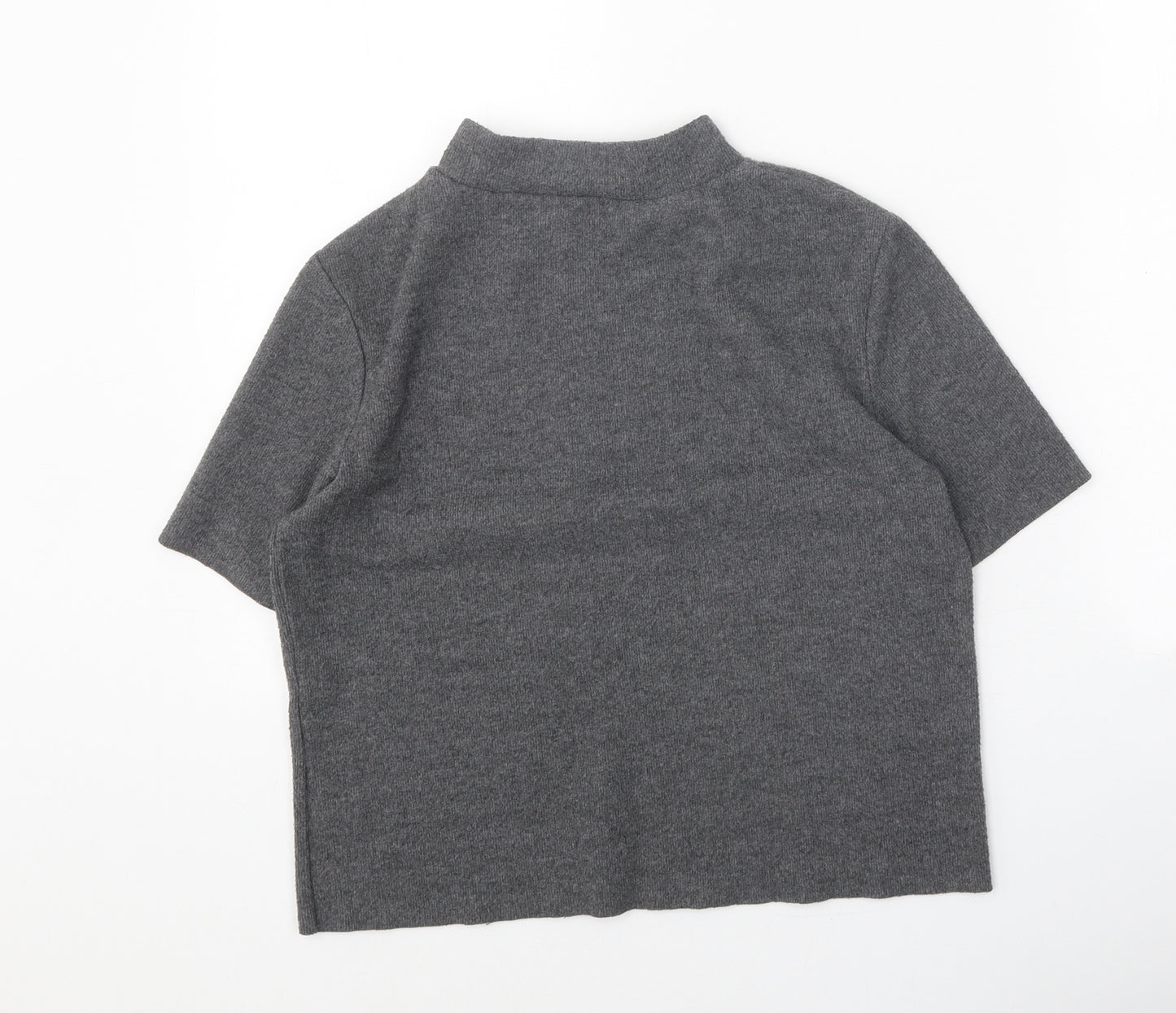Zara Womens Grey Mock Neck Polyester Pullover Jumper Size M