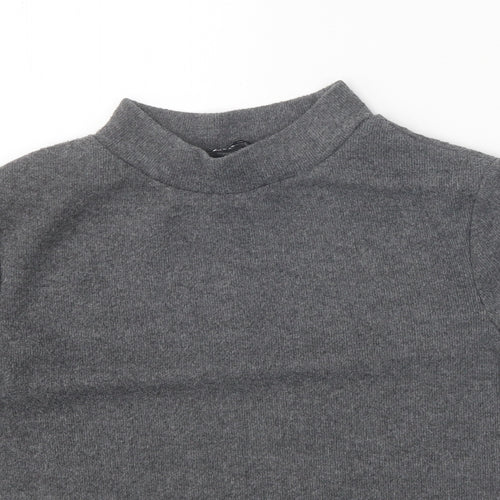 Zara Womens Grey Mock Neck Polyester Pullover Jumper Size M