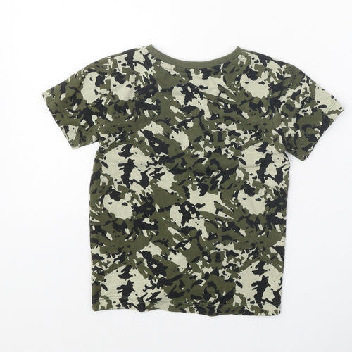 NEXT Boys Green Camouflage 100% Cotton Basic T-Shirt Size 2-3 Years Round Neck Pullover - Little Man