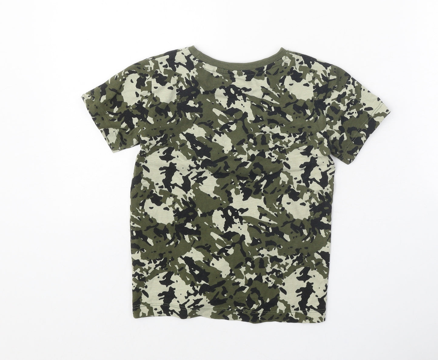 NEXT Boys Green Camouflage 100% Cotton Basic T-Shirt Size 2-3 Years Round Neck Pullover - Little Man