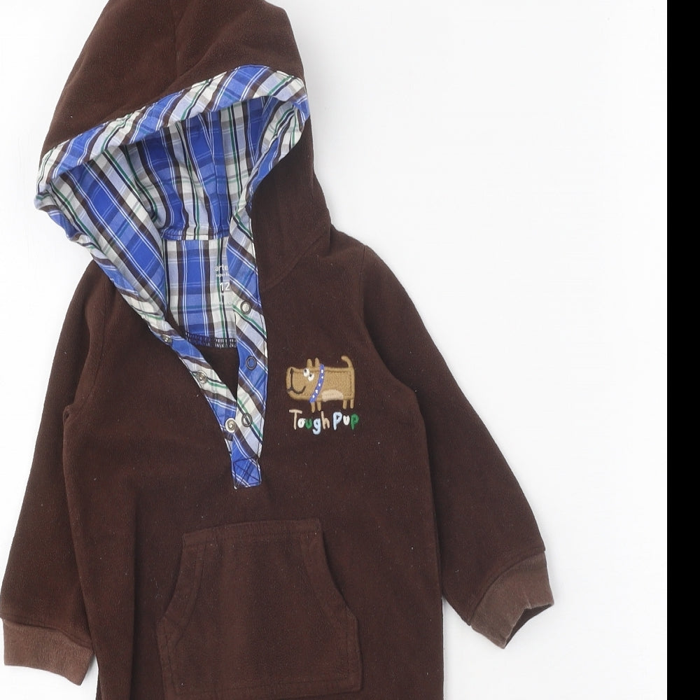 Carter's Brown Geometric 100% Cotton Romper One-Piece Size 12 Months Snap