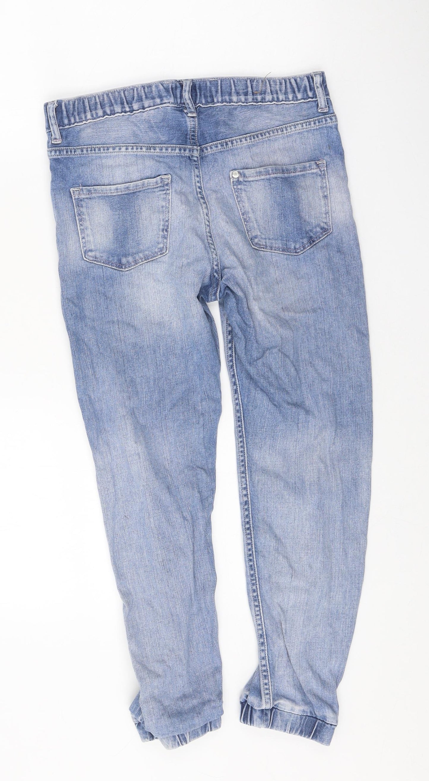 H&M Girls Blue Cotton Tapered Jeans Size 8-9 Years Regular Pullover