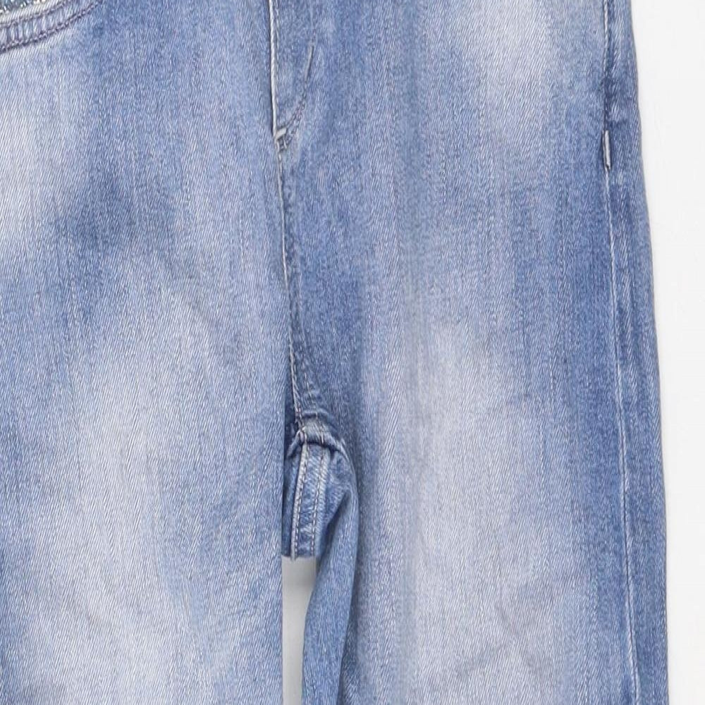 H&M Girls Blue Cotton Tapered Jeans Size 8-9 Years Regular Pullover