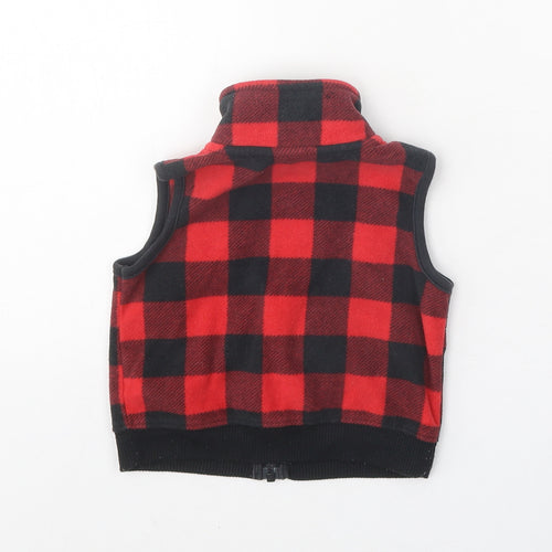 Carter's Red Plaid Gilet Waistcoat Size 9-12 Months Zip