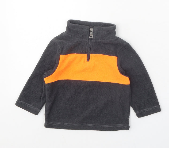 Vintage Inspired Sportswear Boys Grey Colourblock Polyester Pullover Jumper Size 6-9 Months Zip