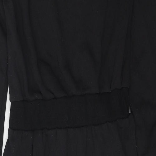 Kaleidoscope Womens Black Polyester Pencil Dress Size M Scoop Neck Pullover - Faux Fur Details