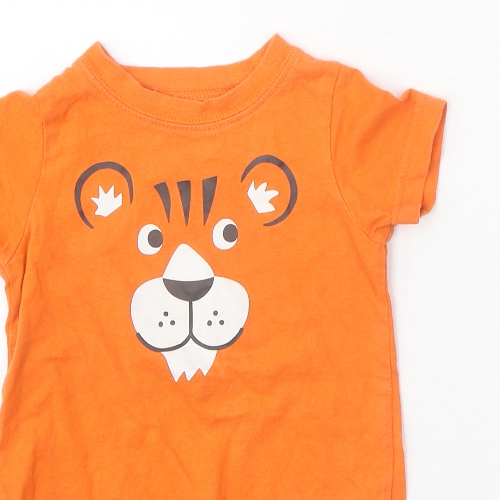 Carters Baby Orange 100% Cotton Romper One-Piece Size 3-6 Months Snap