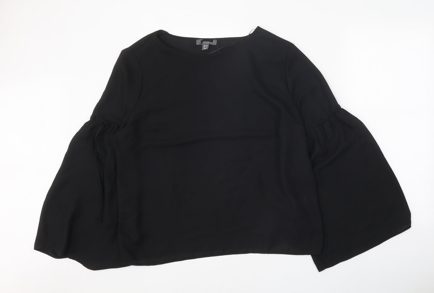 Preworn Womens Black Polyester Basic Blouse Size 20 Boat Neck - Bell Sleeve