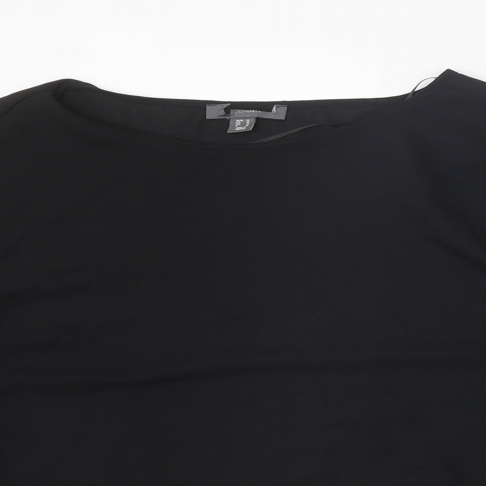 Preworn Womens Black Polyester Basic Blouse Size 20 Boat Neck - Bell Sleeve