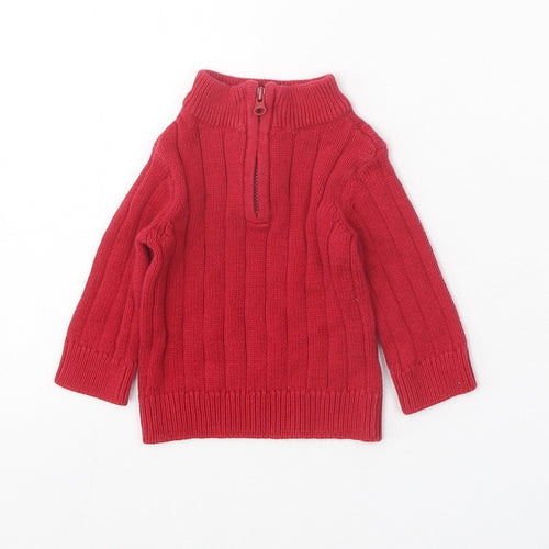 Greendog Baby Red 100% Cotton Pullover Jumper Size 3-6 Months Zip