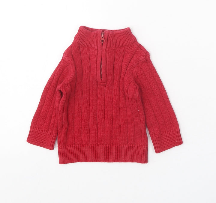 Greendog Baby Red 100% Cotton Pullover Jumper Size 3-6 Months Zip