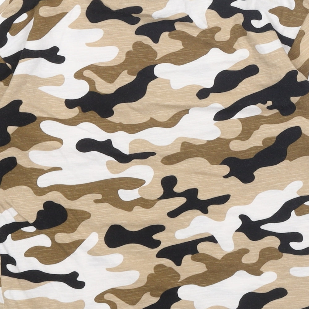 NEXT Boys Brown Camouflage 100% Cotton Basic T-Shirt Size 3-4 Years Round Neck Pullover