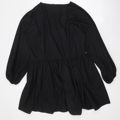 ASOS Womens Black Polyester Skater Dress Size 10 V-Neck Pullover
