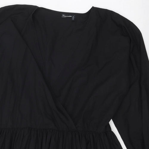 ASOS Womens Black Polyester Skater Dress Size 10 V-Neck Pullover