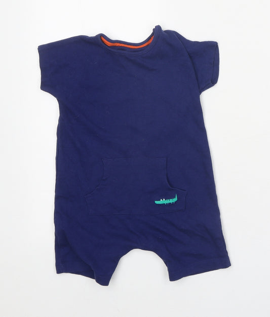 Mini Club Blue 100% Cotton Romper One-Piece Size 9-12 Months Snap