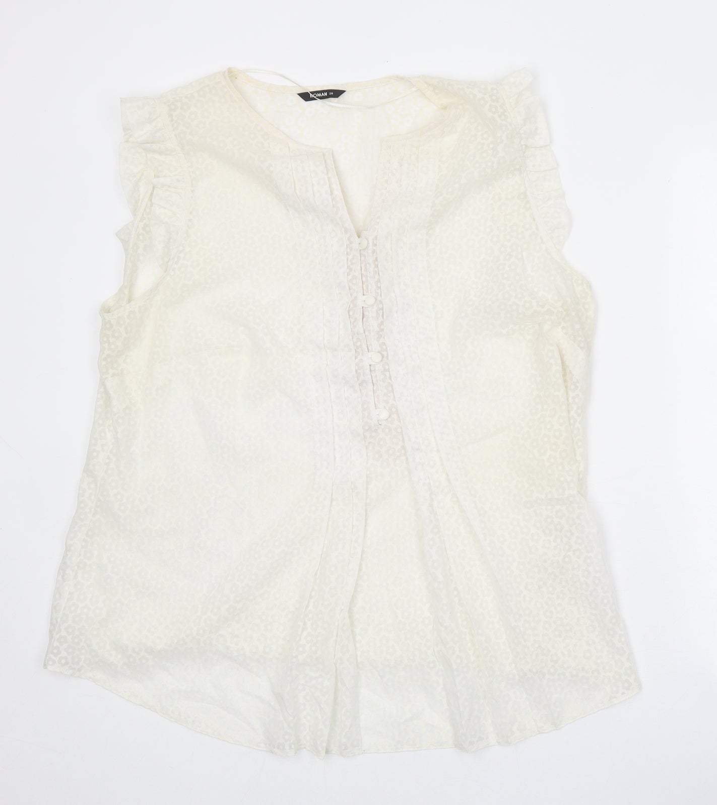 Roman Womens White Cotton Basic Blouse Size 20 V-Neck