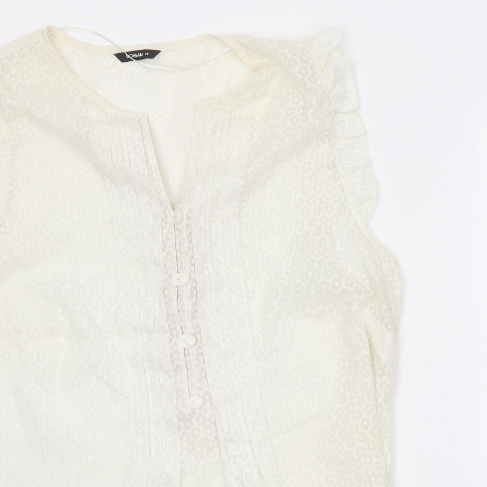 Roman Womens White Cotton Basic Blouse Size 20 V-Neck